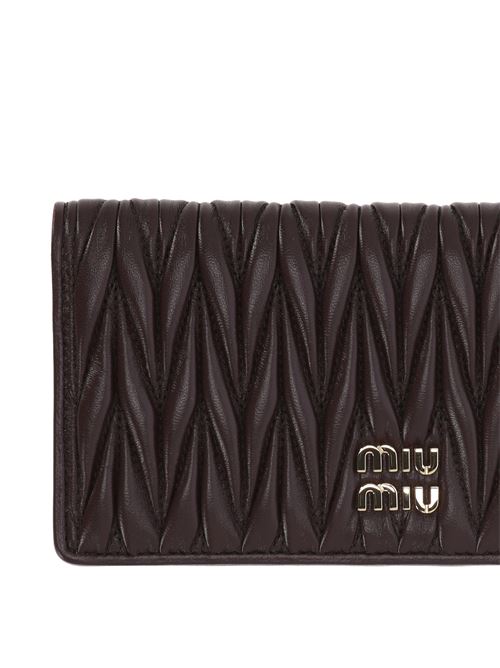 Chocolate brown matelassé wallet MIU MIU | 5MV0272FPPF0NBL